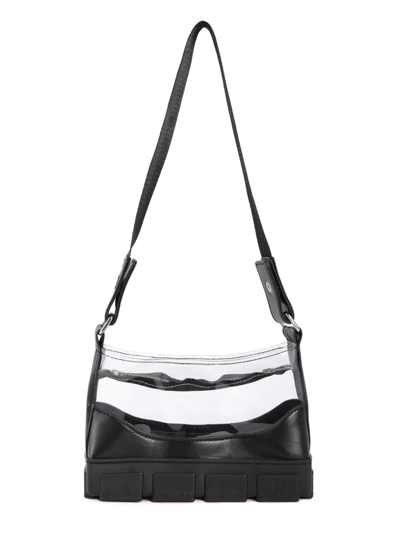 London Rag Black Clear Utility Handbag