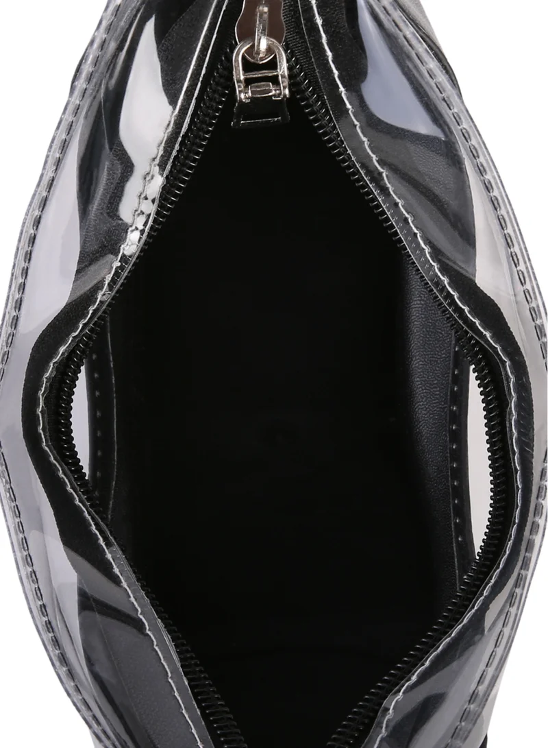 London Rag Black Clear Utility Handbag