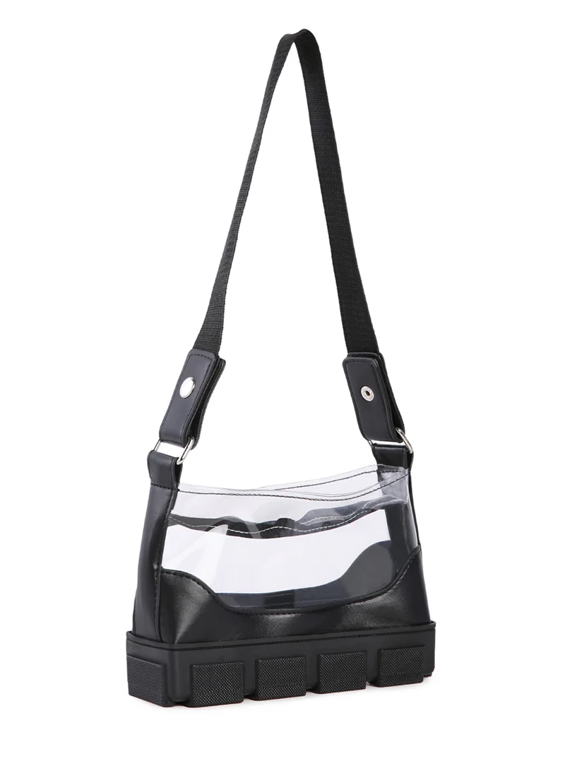 London Rag Black Clear Utility Handbag