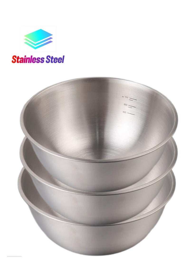 يوريفو 3 قطع * 3.5 لتر أوعية خلط من الفولاذ المقاوم للصدأ (11.5 لتر في المجموع): منظمات تخزين الطعام الصديقة للبيئة والقابلة لإعادة الاستخدام، كل منها بمقياس 2 لتر، آمنة للغسل في غسالة الأطباق، مناسبة للطهي والخبز والتتبيل وتقديم الطعام والسلطات. - Image 1