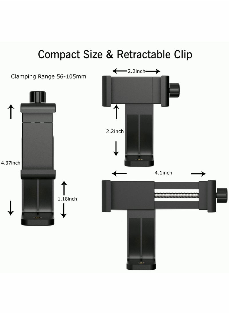Generic - Smartphone Tripod Adapter Cell Phone Holder Mount Adapter, Fits iPhone, Samsung, and all Phones, Rotates Vertical and Horizontal, Adjustable Clamp - Image 1