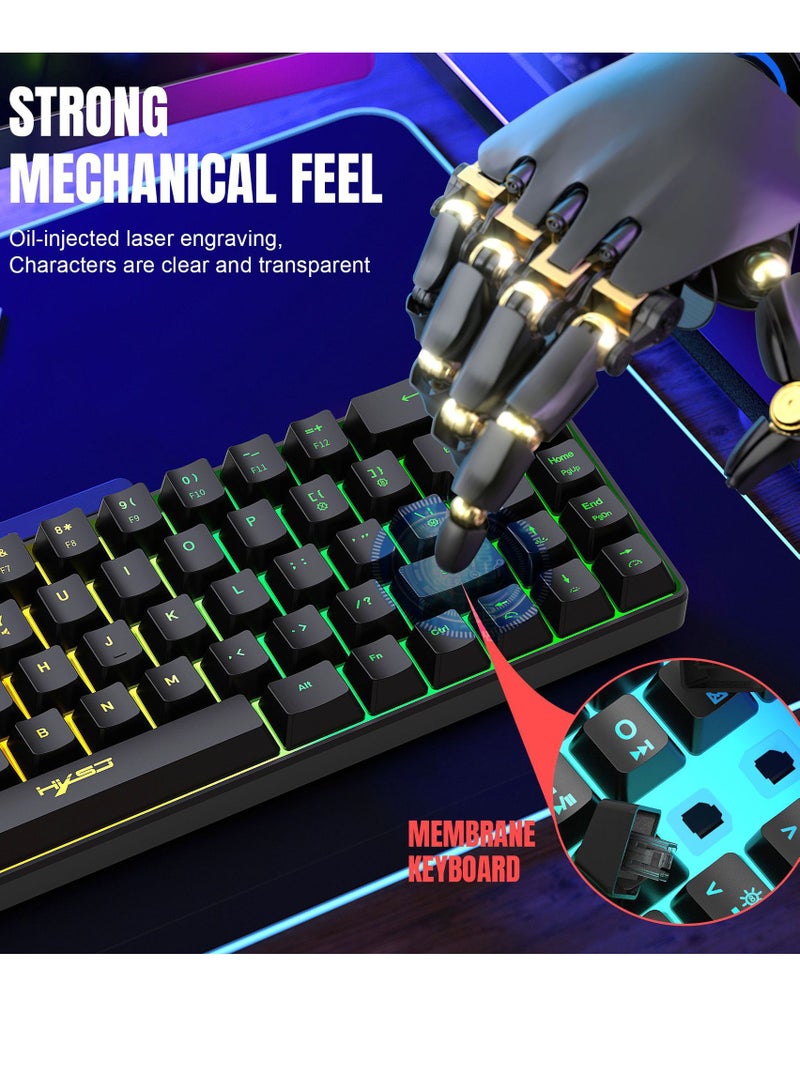 HXSJ V200 68 Key RGB Wired Gaming Keyboard and T90 Wireless Gaming Mouse Set  - Image 3