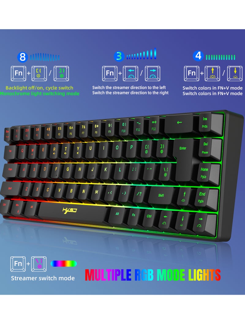 HXSJ V200 68 Key RGB Wired Gaming Keyboard and T90 Wireless Gaming Mouse Set  - Image 5