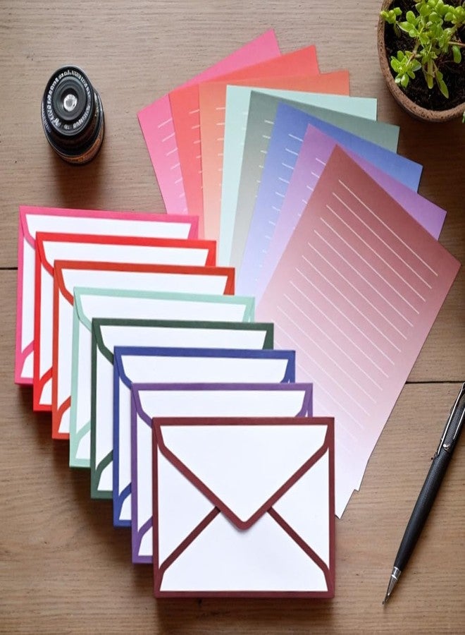 IMagicoo 32 Lined Writing Stationery Paper with 16 Envelopes, Colorful Designs for Writing Letter, Notes, Invitations, 8 Different Style (7.67 x 5.4") - Image 5