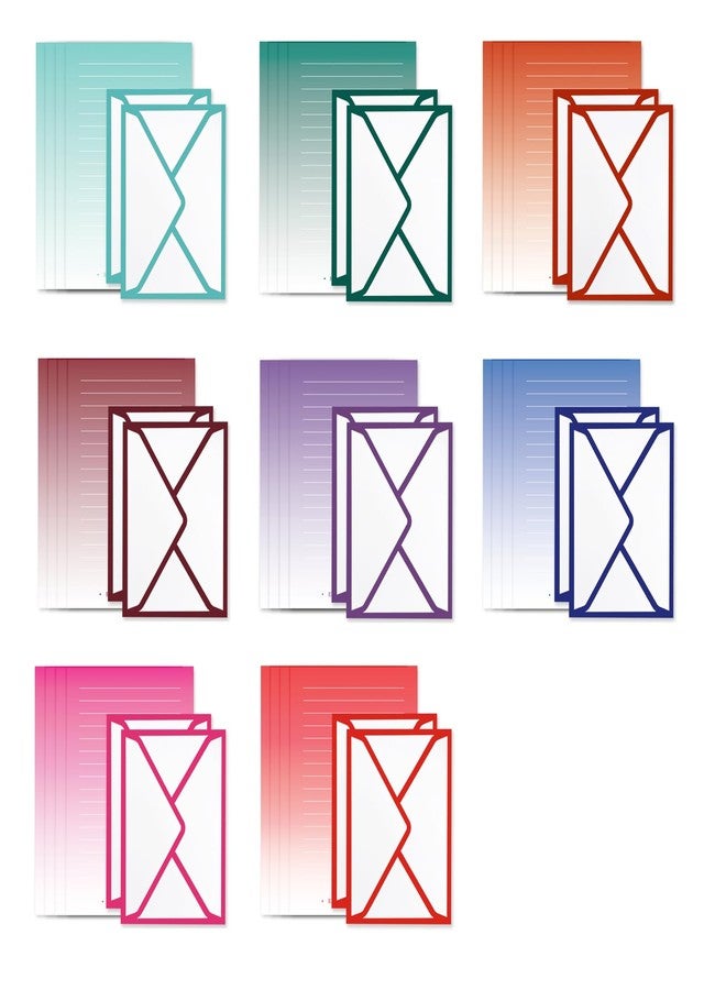 IMagicoo 32 Lined Writing Stationery Paper with 16 Envelopes, Colorful Designs for Writing Letter, Notes, Invitations, 8 Different Style (7.67 x 5.4") - Image 1