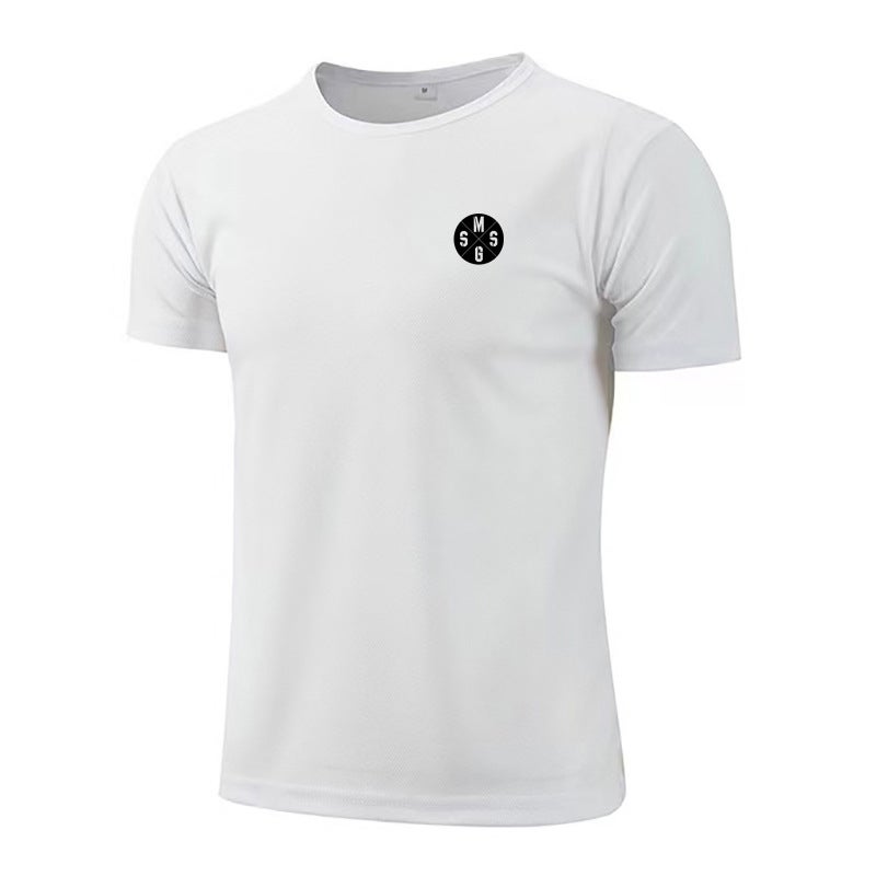 fashion brand solid color fitness short-sleeved clothes men''s summer running training loose round neck quick-drying mesh sports - Image 4