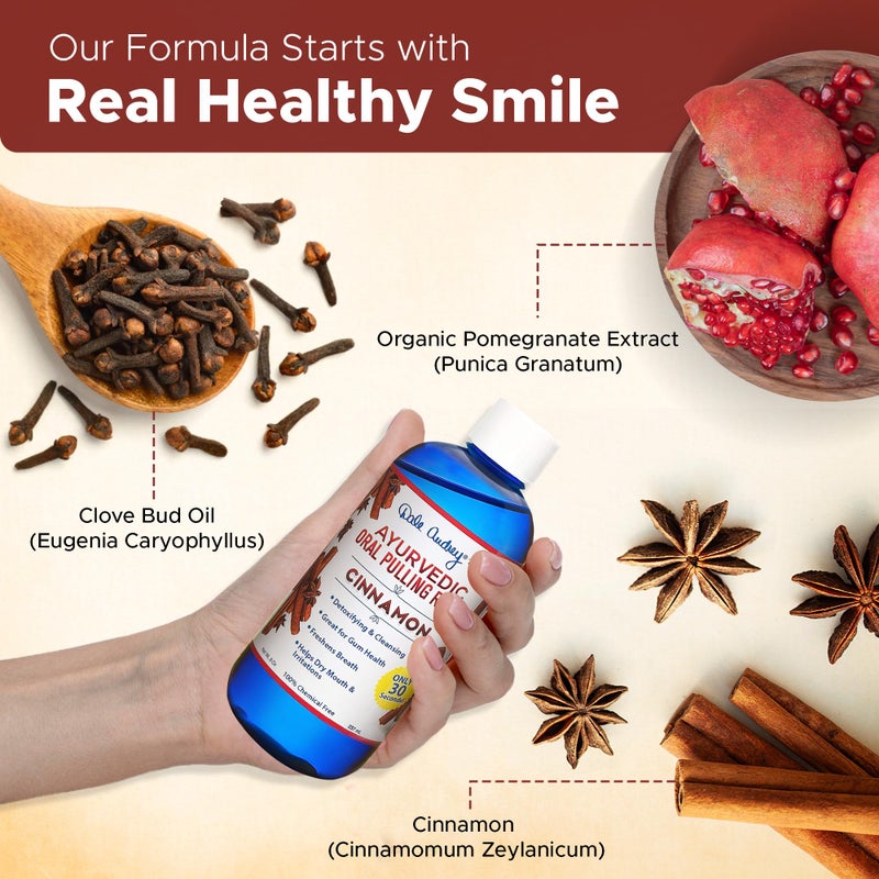 Dale Audrey Oil Pulling for Teeth and Gums | Made in USA Cinnamon Flavored Organic Sesame | Ayurvedic Oil Pulling Rinse to Whiten Your Teeth & Freshen Your Breath | Alcohol Free Fresh Breath Mouthwash-8 FL Oz - Image 5