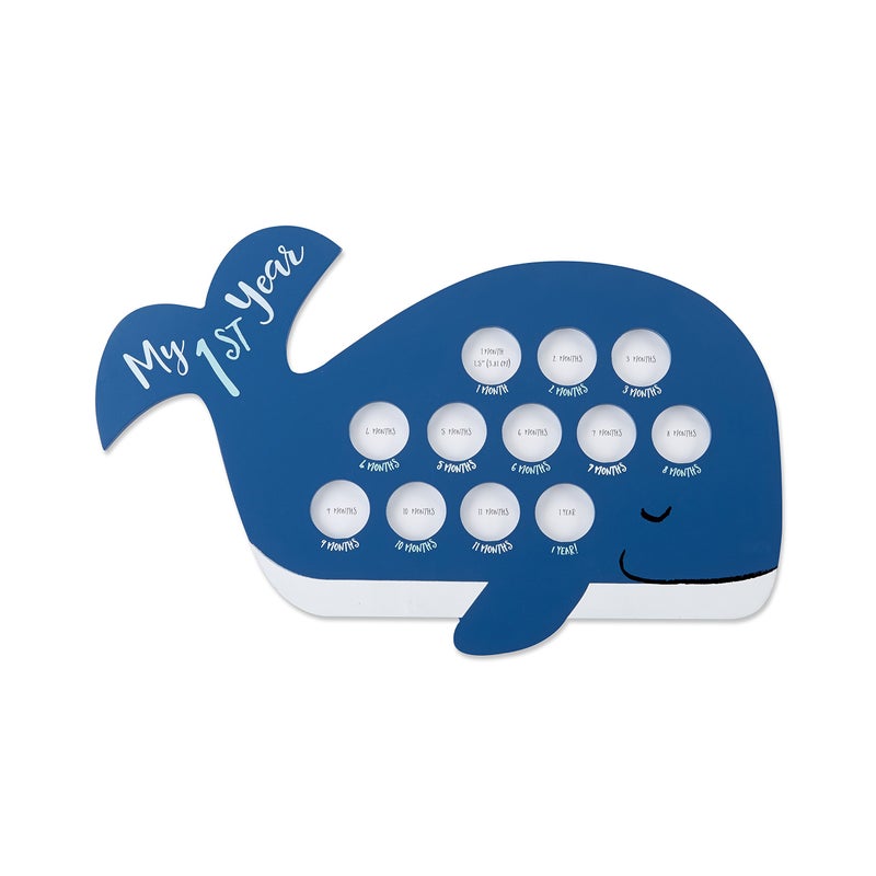 Baby Aspen My First Year Whale Hanging Frame Timeline Picture Frame for Babies by Month