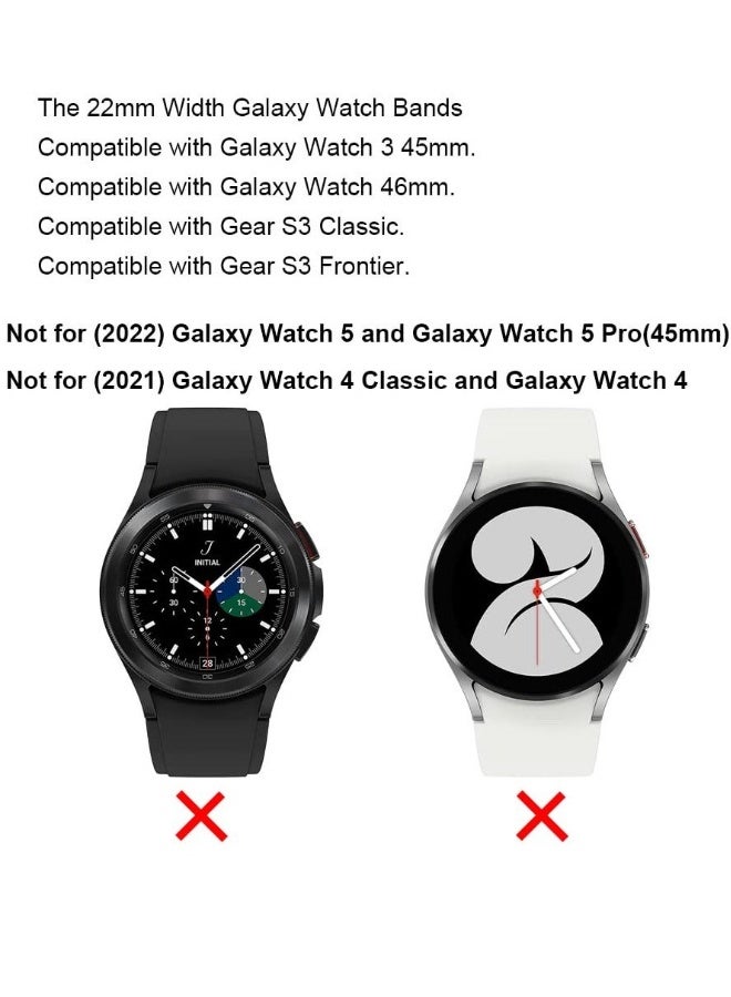 متوافق مع أحزمة Galaxy Watch 45mm/46mm، حزمة من اثنين من حزام الساعة الجلد الأصلي مقاس 22 مم مع مشبك أسود، متوافق مع ساعة Gear S3 Frontier Classic الذكية بني+أسود - Image 3