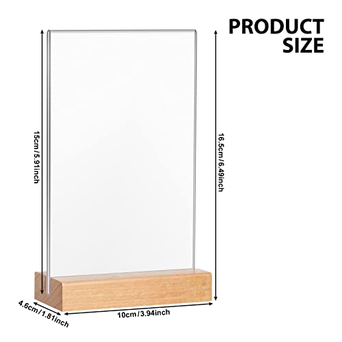 Maitys 10 Pack Acrylic Sign Holder 4 x 65 Inch Clear Double Sided Table Sign with Wooden Base T Shape Menu Display Stand for Wedding Restaurant Office Hotel Front Desk Store Tabletop - Image 3