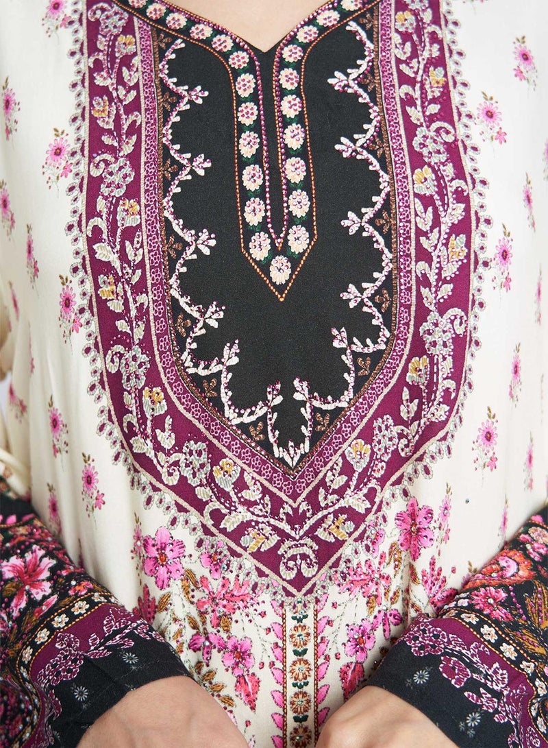 KASHKHA A-line Placement Digital Floral Ethnic Print Jalabiya - Image 3