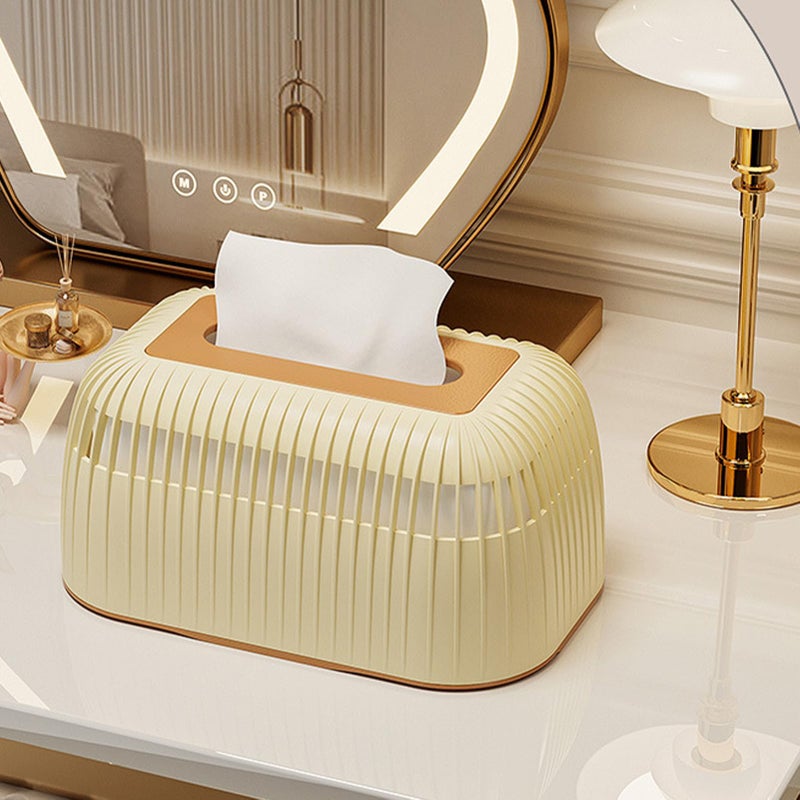 Cream Large Capacity Plastic Tissue Box Cover Holder For Bathroom Kitchen Home - Image 4