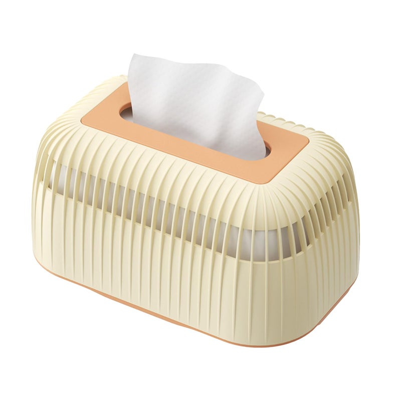 Cream Large Capacity Plastic Tissue Box Cover Holder For Bathroom Kitchen Home - Image 2