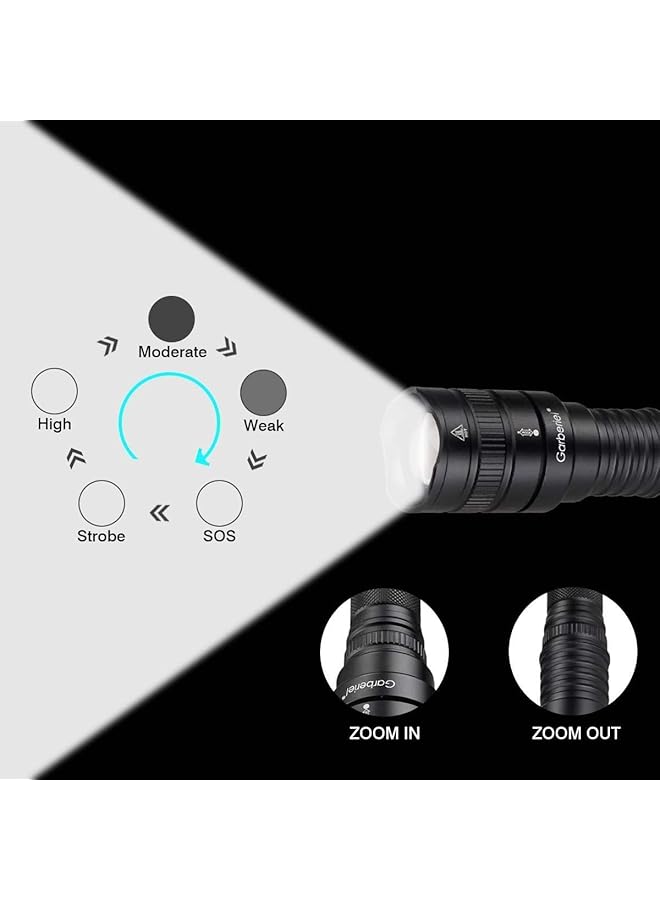 Garberiel Rechargeable Flashlight LED Torch XHP50 Flash Light 5 Modes 13000 Lumens Adjustable Focus Handheld Waterproof Super Bright for Camping Hiking Outdoor Emergency - Image 3