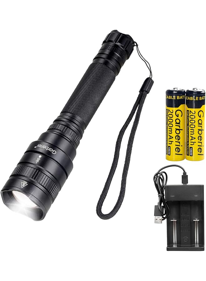 Garberiel Rechargeable Flashlight LED Torch XHP50 Flash Light 5 Modes 13000 Lumens Adjustable Focus Handheld Waterproof Super Bright for Camping Hiking Outdoor Emergency - Image 1