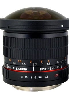 Rokinon HD8M-C 8mm f/3.5 HD Fisheye Lens with Removeable Hood for Canon DSLR 8-8mm, Fixed-Non-Zoom Lens,Black  - Image 1