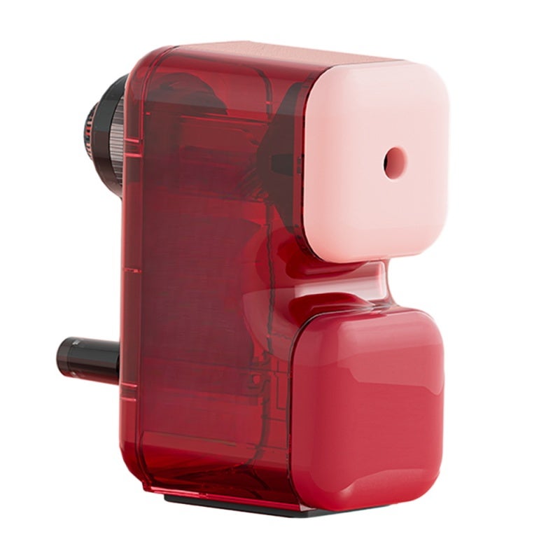 tenwin Manual Pencil Sharpener for Artist Students: 6 Adjustable Nib Sizes, Round Triangle Hexagon Pencil Compatible, Large Capacity Chip Box, Built-in Polishing Plate - Pink - Image 1