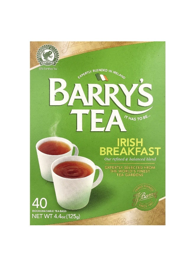 Barry's Tea, Irish Breakfast Tea, 40 Tea Bags, 4.4 oz (125 g) - Image 1