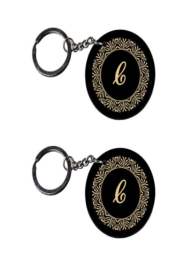 Tinywalk Set of 2 | Circle Shape Printed Wooden Keychains C | Circle Shape keyrings | Circle Shape Keychains| Printed keyrings - Image 1