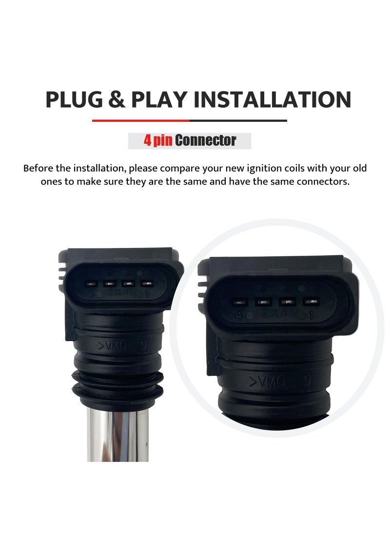 NPAUTO NPAUTO Ignition Coil Pack compatible with 1.8 1.8T Audi A4 A6 TT Turbo Quattro, VW Beetle Golf Jetta Passat 2001 2002 2003 2004 2005 2006, Set of 4  - Image 5
