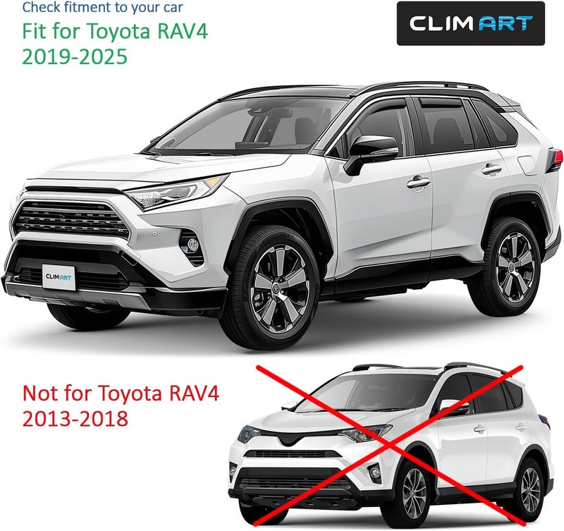 CLIM ART In-Channel Rain Guards for Toyota RAV4 2019-2023 - Dark Smoke Window Deflectors (4pcs) - Image 5