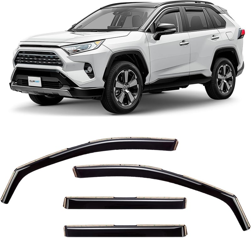 CLIM ART In-Channel Rain Guards for Toyota RAV4 2019-2023 - Dark Smoke Window Deflectors (4pcs) - Image 1