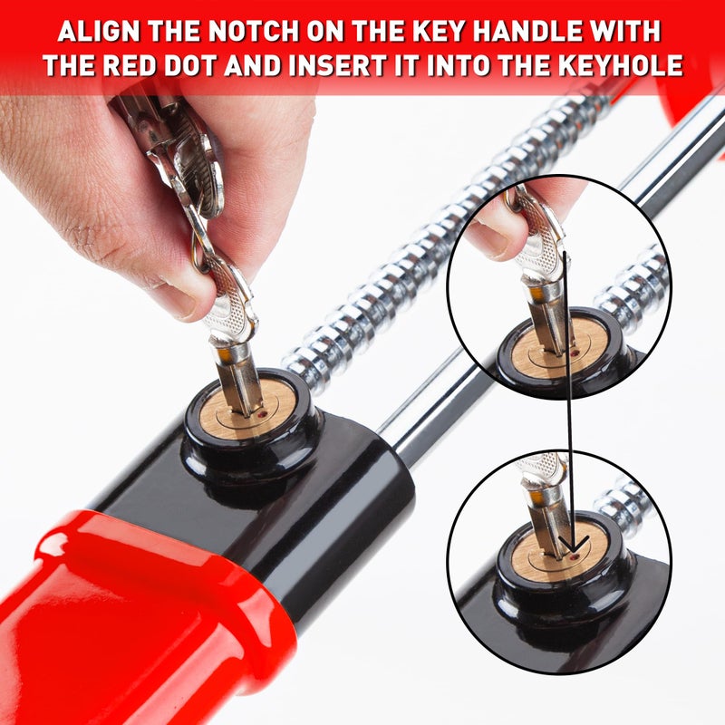 CARTMAN Heavy Duty Steering Wheel Lock Red Anti-Theft Car Device Security Car Lock Great Deterrent Adjustable Antitheft Locking Devices for Cars Trucks Vans and SUVs with 3 Keys - Image 4