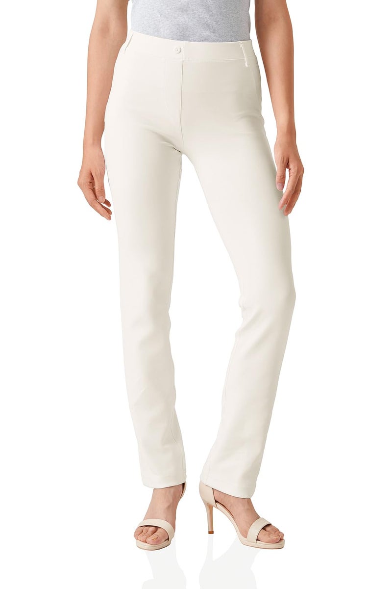 YogipaceBelt LoopsPetite Womens Straight Leg Yoga Dress Pant Work Pants Commute Office Slacks29CreamSize XS - Image 2