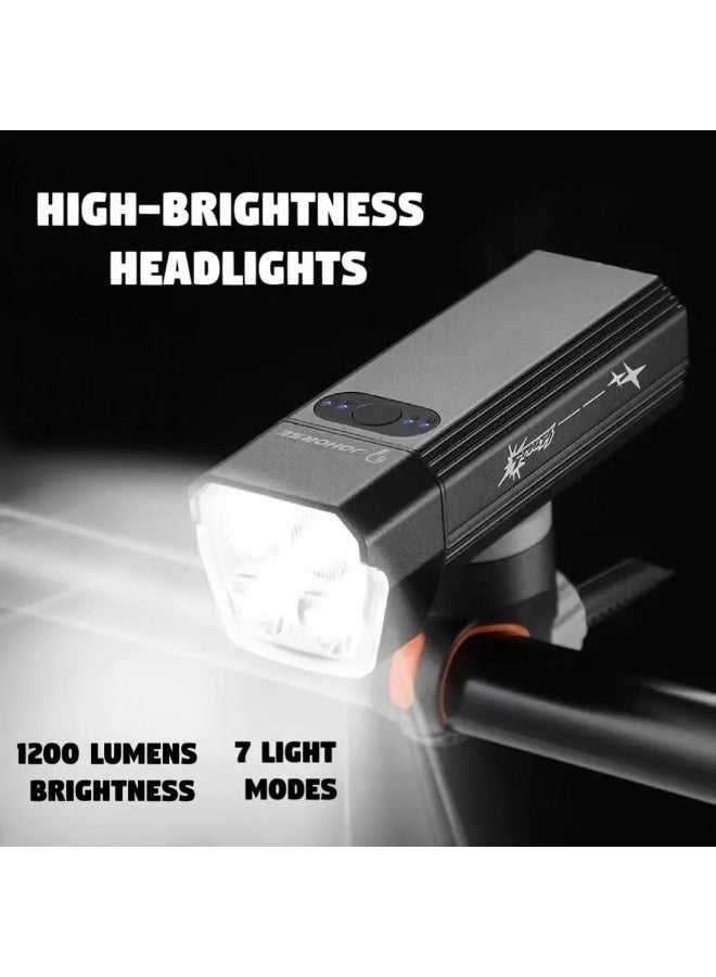 Bicycle light, 1200 Lumens, USB Rechargeable, Waterproof, 7 Lighting Modes, Easy to Install, Suitable for Bicycles, E-Bikes, Scooters, and More - Image 2