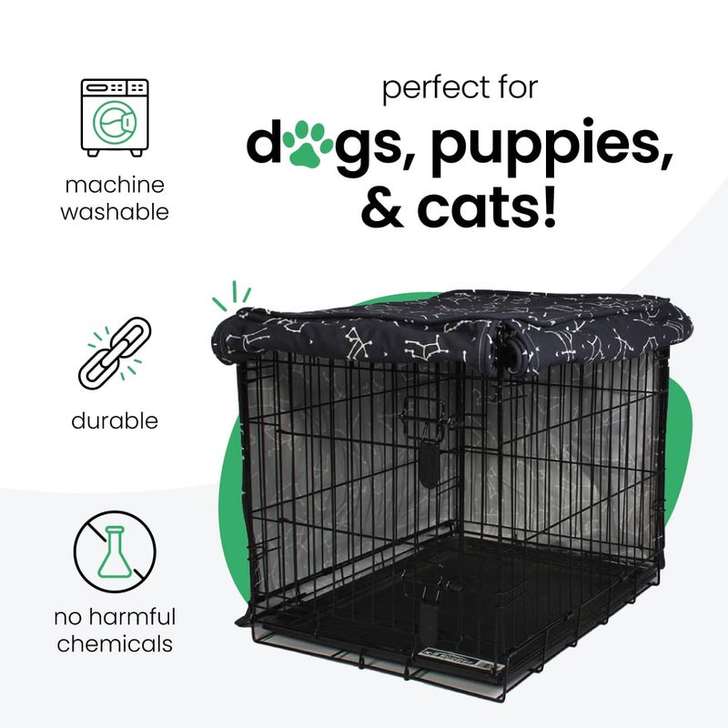 Molly Mutt Rocketman Dog Crate Cover, 100% Cotton Canvas Cover with 2 Roll-Up Panels, Ideal for Dog or Cat Crate, Durable, Washable, and Free of Harmful Chemicals, 42" x 28" x 31" - Image 3