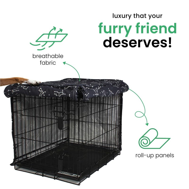 Molly Mutt Rocketman Dog Crate Cover, 100% Cotton Canvas Cover with 2 Roll-Up Panels, Ideal for Dog or Cat Crate, Durable, Washable, and Free of Harmful Chemicals, 42" x 28" x 31" - Image 5