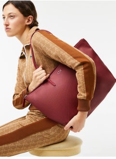 LACOSTE Lacoste bag Women's L12.12 Concept Fashion Versatile Large Capacity Large Size Zipper Handheld Shoulder Bag Tote Bag Large Claret 45cm * 30cm * 12cm  - Image 2