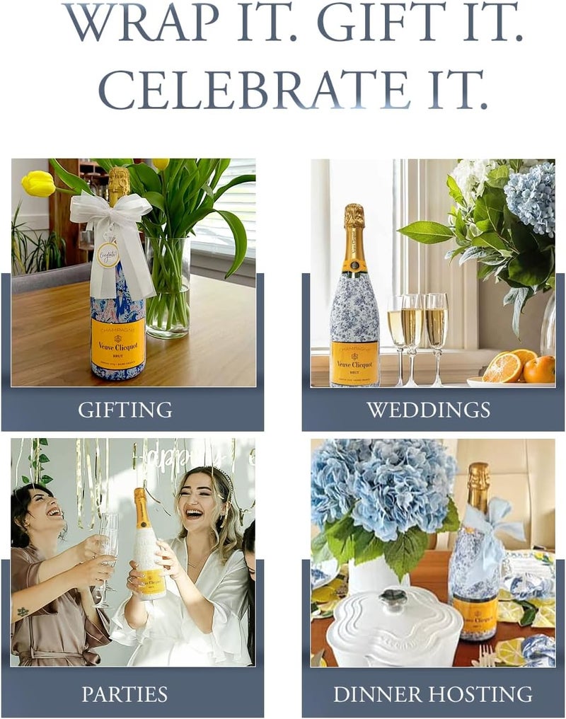 beaubottles Beau Bottles Preppy Watercolor Oranges Custom Wine Label Wrap for La Marca 750ml Champagne Bottle - Personalized Wine Bottle Labels for Weddings, Events & Gifting - Easy Shrink Application - Image 5