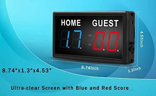 BTBSIGN Score Keeper Portable Led Digital Electronic Scoreboard with Remote for Sports Games Volleyball Table Tennis Baseball Basketball Scoreboards Home Guest (1.8inch) - Image 2