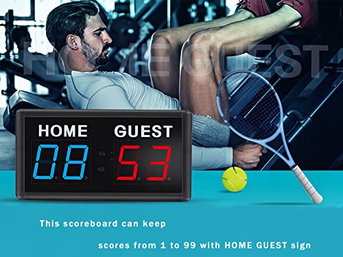 BTBSIGN Score Keeper Portable Led Digital Electronic Scoreboard with Remote for Sports Games Volleyball Table Tennis Baseball Basketball Scoreboards Home Guest (1.8inch) - Image 4