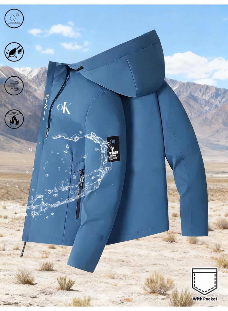 2026 New Men’s Water- and Stain-Resistant Outdoor Sport/Casual/Street/Commuter Functional Letter Printed Jacket
