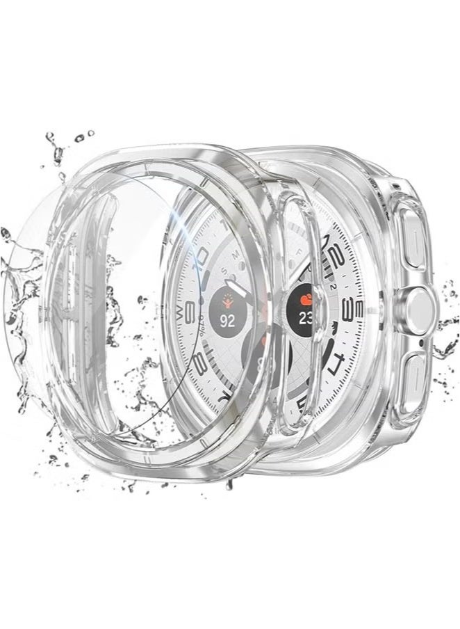 Samsung Galaxy Watch 7 Ultra Screen Protector Case 47mm, Hard PC Bumper Cover with Anti-Fog Tempered Glass Protective Screen Protector for Galaxy Watch 7 Accessories (Clear,47mm)  - Image 1