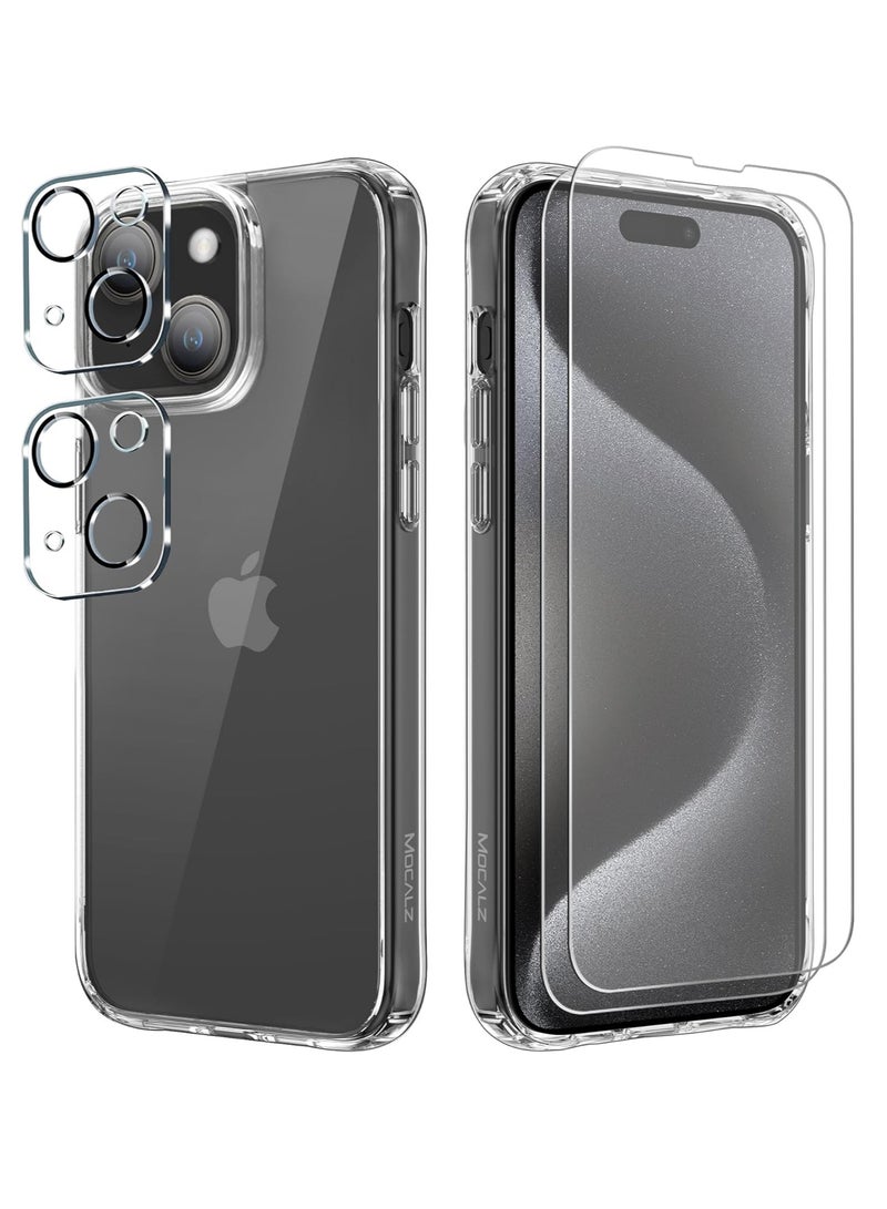 ELTRAZONE iPhone 14 Plus Case – Clear 5-in-1 Protection, Non-Yellowing, Includes 2X Tempered Glass Screen Protectors & 2X Camera Lens Protectors, Shockproof with Air-Guard Corners - Image 1