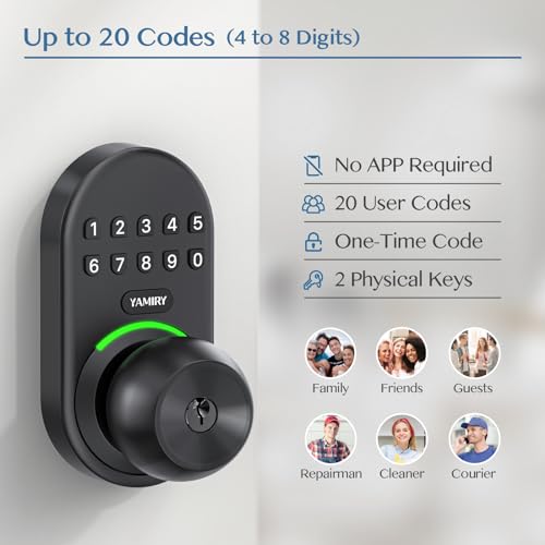Yamiry Keypad Smart Door Knob Lock, Yamiry Keyless Entry Digital Lock with Handle, Electronic Code Knob for Front Door, Easy Installation - Image 2