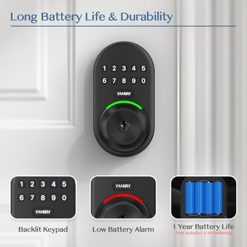 Yamiry Keypad Smart Door Knob Lock, Yamiry Keyless Entry Digital Lock with Handle, Electronic Code Knob for Front Door, Easy Installation - Image 5