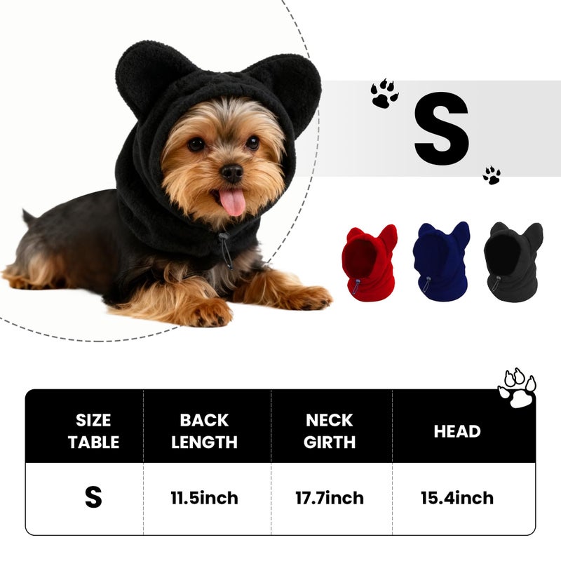 ETOFIXEE Dog Snood Winter Hood with Ear Protection, Fleece Neck Warmer for Dogs, (Black, Small) - Image 5