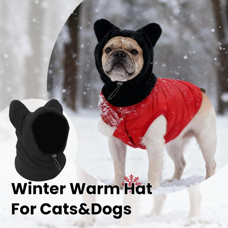 ETOFIXEE Dog Snood Winter Hood with Ear Protection, Fleece Neck Warmer for Dogs, (Black, Small) - Image 2