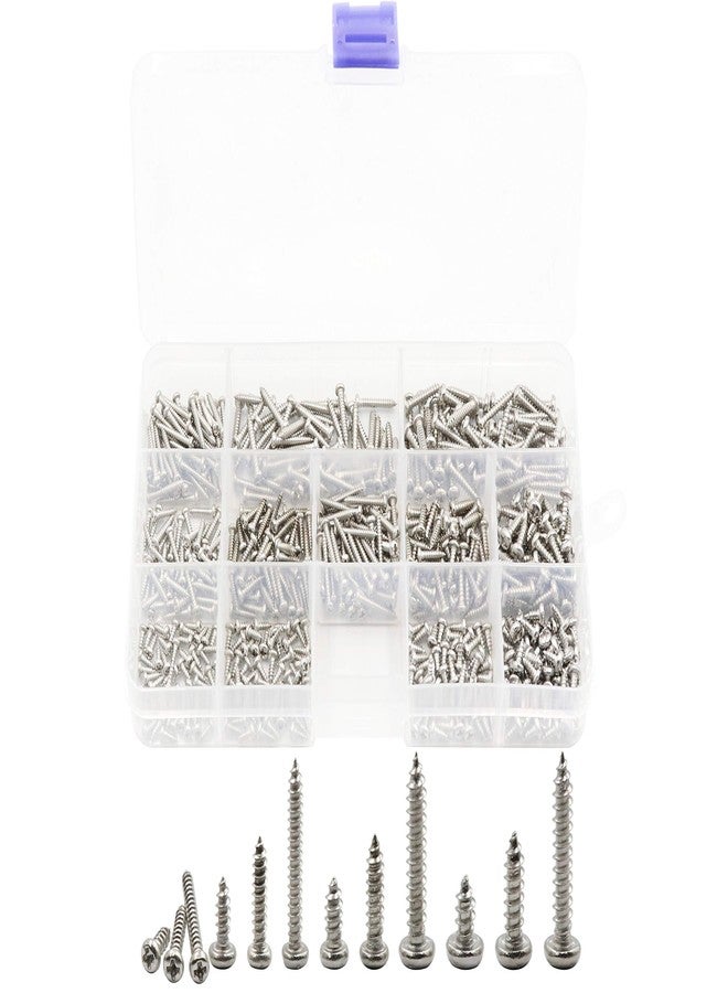 LBY 600pcs M2 M2.2 M2.6 M3 Philips Pan Head Self-Tapping Sheetmetal Screw Assortment Kit, 12 Sizes, 304 Stainless Steel - Image 1