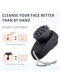 MOXO 2  Facial Cleansing Brush 2 in 1 for Face Exfoliation Brush Silic Face Scrubber for Men Bamboo Microfiber Face Scrub BrushSuitable for Pore Deep Cleansing  - Image 3
