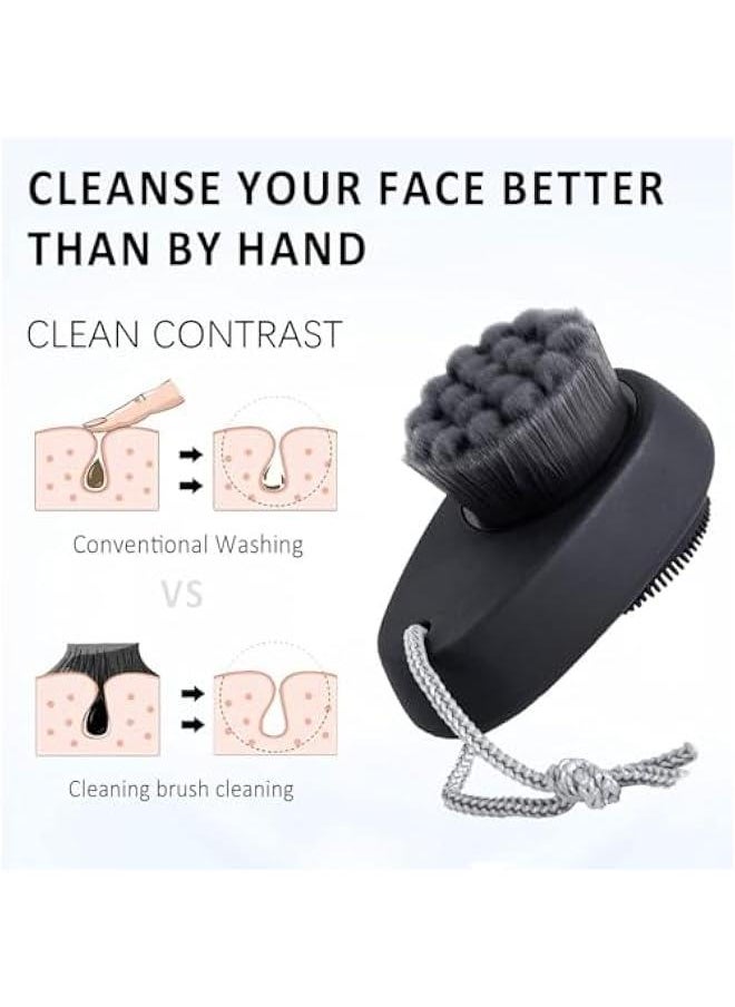 MOXO 2  Facial Cleansing Brush 2 in 1 for Face Exfoliation Brush Silic Face Scrubber for Men Bamboo Microfiber Face Scrub BrushSuitable for Pore Deep Cleansing  - Image 3
