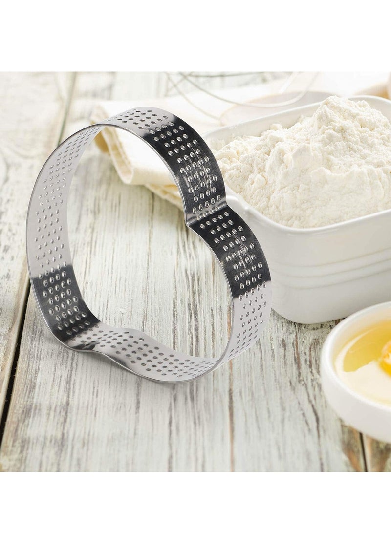 مجموعة قوالب الخبز السيليكون ثلاثي الأبعاد، 2 حلقات تارت وشكل قلب للموك، كرات الشوكولاتة، البودينغ وكعكة الجبن، غير لاصقة، تصميم 8 تجويفات للحلويات اليدوية - Image 4