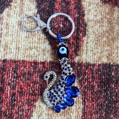 GJ Premium Turkish Evil Eye Keychain - Blue & Silver | Gender-Inclusive Design, Metal, Ideal Gift (Peacockblue, Peacockblue) - Image 4