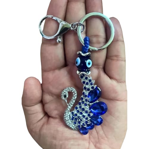 GJ Premium Turkish Evil Eye Keychain - Blue & Silver | Gender-Inclusive Design, Metal, Ideal Gift (Peacockblue, Peacockblue) - Image 1