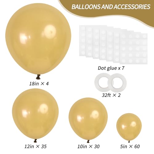 RUBFAC 129pcs Light Brown Balloons Different Sizes 18 12 10 5 Inch Latex Tan Balloon Kit for Birthday Party Baby Shower Wedding Anniversary Decoration - Image 2