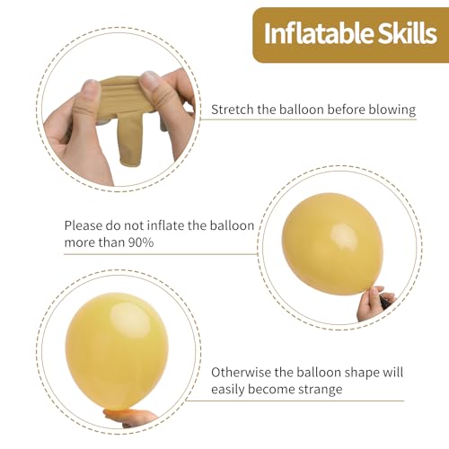 RUBFAC 129pcs Light Brown Balloons Different Sizes 18 12 10 5 Inch Latex Tan Balloon Kit for Birthday Party Baby Shower Wedding Anniversary Decoration - Image 3